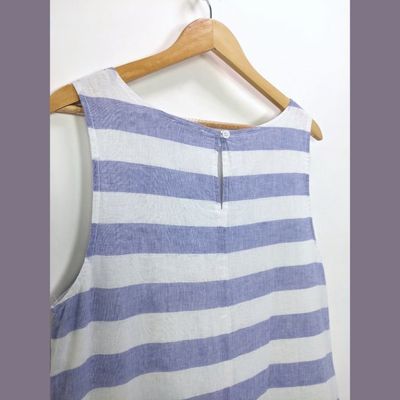BEACHLUNCHLOUNGE Size M Womens Alina Stripe Linen Cotton Shift Dress Blue White - Picture 5 of 8